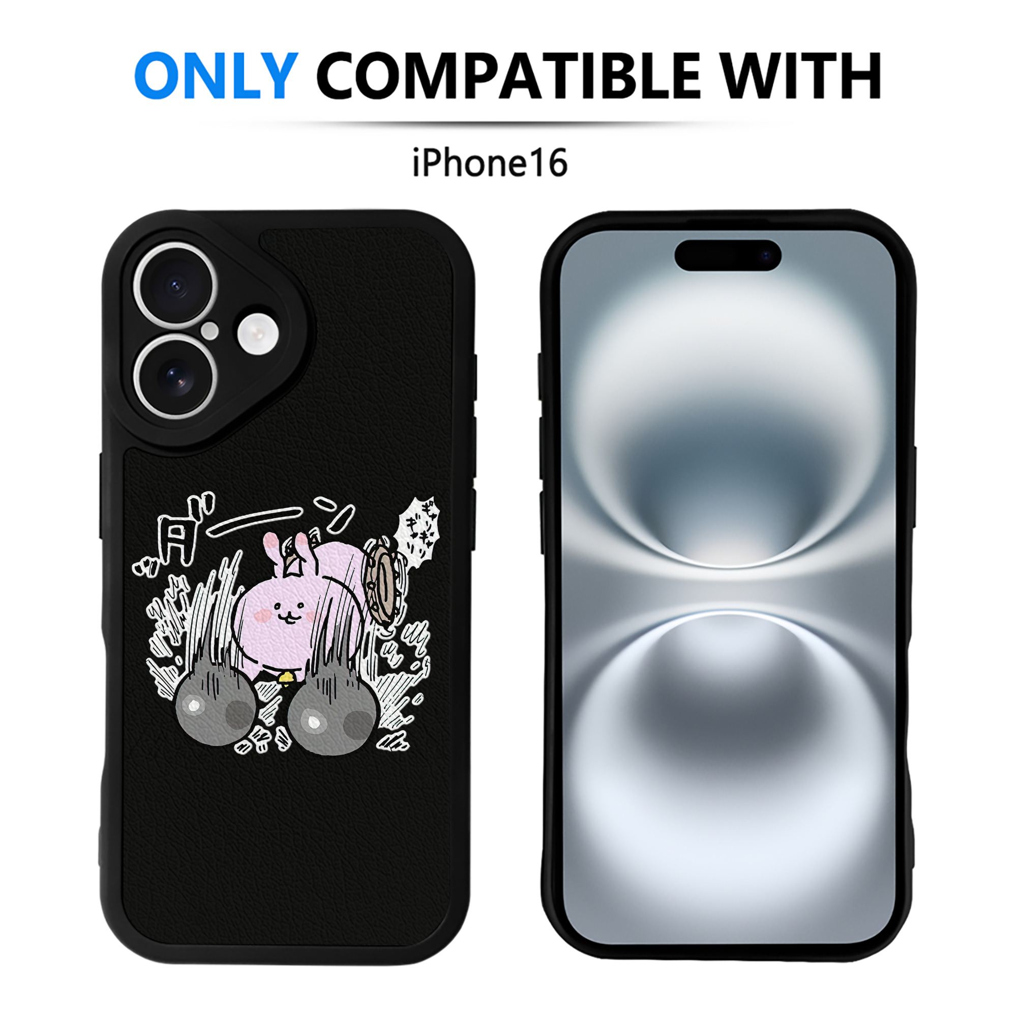 （画像用） ちいかわ うさぎ Chii-kawa usagi 【iPhone 16シリーズ対応】シリコンスマホケース（レザー調） 材質：シリコン